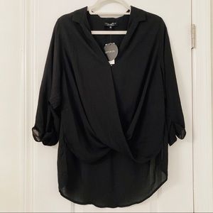 NWT Black Chiffon 3/4 Sleeve Top Size XS